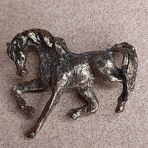 Vintage figural HORSE metal lapel tac pin Gold/Brass-Tone Western Bronco Mustang